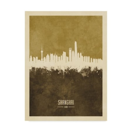 Michael Tompsett 'Shanghai China Skyline Brown' Canvas Art,24x32